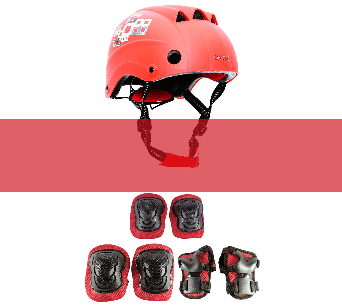 Chaser 6 pcs. Protective Gear Set for Skating (E028) Small to Large - Black