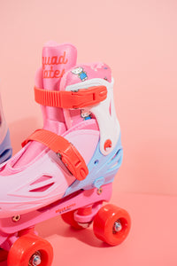 Squad Skates x Hello Kitty Rave Quad Adjustable Skate for Kids (S/M/L) EU31 to EU42 -Lt. Pink/Lt. Blue