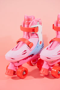 Squad Skates x Hello Kitty Rave Quad Adjustable Skate for Kids (S/M/L) EU31 to EU42 -Lt. Pink/Lt. Blue