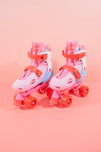 Squad Skates x Hello Kitty Rave Quad Adjustable Skate for Kids (S/M/L) EU31 to EU42 -Lt. Pink/Lt. Blue