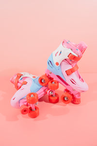 Squad Skates x Hello Kitty Rave Quad Adjustable Skate for Kids (S/M/L) EU31 to EU42 -Lt. Pink/Lt. Blue