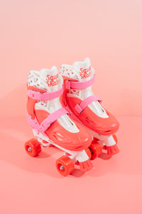 Squad Skates x Hello Kitty Rave Quad Adjustable Skate for Kids (S/M/L) EU31 to EU42 -Red/Pink