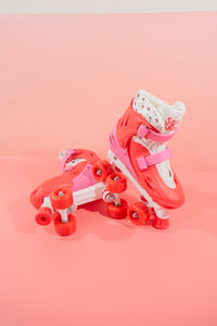 Squad Skates x Hello Kitty Rave Quad Adjustable Skate for Kids (S/M/L) EU31 to EU42 -Red/Pink