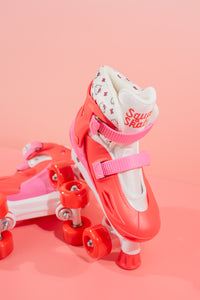 Squad Skates x Hello Kitty Rave Quad Adjustable Skate for Kids (S/M/L) EU31 to EU42 -Red/Pink