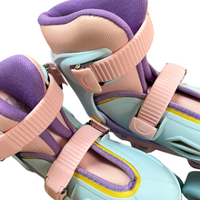 Load image into Gallery viewer, Squad Skates Rave Adjustable Quad Skates for Kids (S/EU31-EU34 to L/EU39-EU42)-P.Blue/Purple/Pink