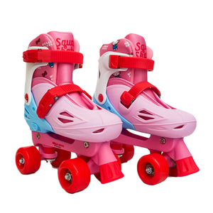 Squad Skates x Hello Kitty Rave Quad Adjustable Skate for Kids (S/M/L) EU31 to EU42 -Lt. Pink/Lt. Blue