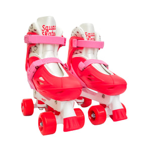 Squad Skates x Hello Kitty Rave Quad Adjustable Skate for Kids (S/M/L) EU31 to EU42 -Red/Pink