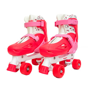 Squad Skates x Hello Kitty Rave Quad Adjustable Skate for Kids (S/M/L) EU31 to EU42 -Red/Pink