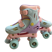 Load image into Gallery viewer, Squad Skates Rave Adjustable Quad Skates for Kids (S/EU31-EU34 to L/EU39-EU42)-P.Blue/Purple/Pink