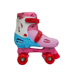 Squad Skates x Hello Kitty Rave Quad Adjustable Skate for Kids (S/M/L) EU31 to EU42 -Lt. Pink/Lt. Blue