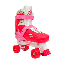 Load image into Gallery viewer, Squad Skates x Hello Kitty Rave Quad Adjustable Skate for Kids (S/M/L) EU31 to EU42 -Red/Pink