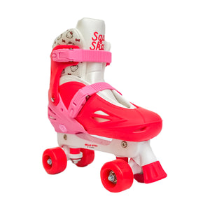 Squad Skates x Hello Kitty Rave Quad Adjustable Skate for Kids (S/M/L) EU31 to EU42 -Red/Pink