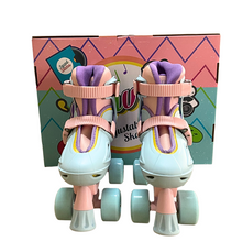 Load image into Gallery viewer, Squad Skates Rave Adjustable Quad Skates for Kids (S/EU31-EU34 to L/EU39-EU42)-P.Blue/Purple/Pink