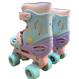 Squad Skates Rave Adjustable Quad Skates for Kids (S/EU31-EU34 to L/EU39-EU42)-P.Blue/Purple/Pink
