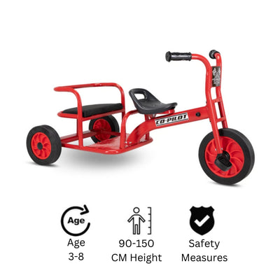 Chaser Bike with Sidecar for Kids 2 in 1 Co-Pilot Trike (E063-HQBB-5166) -Red