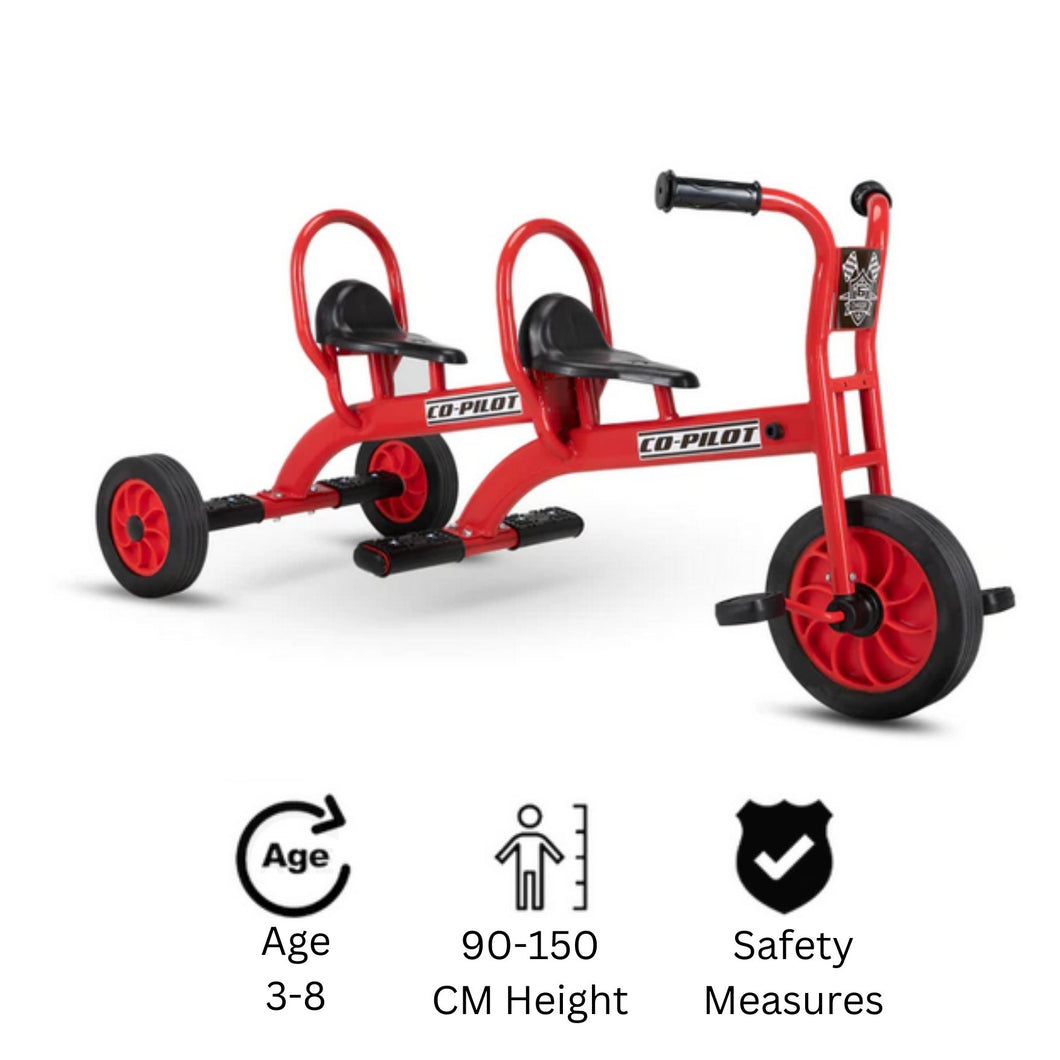 Chaser Bike with Sidecar for Kids 2 in 1 Co-Pilot Trike(E064-HQBB-5166)-Red