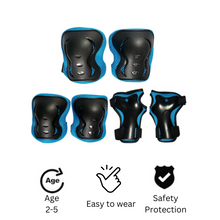 Load image into Gallery viewer, Chaser Kids Protector Set Arm Knee Wrist Protector Set for Scooter Bike -Black/Blue