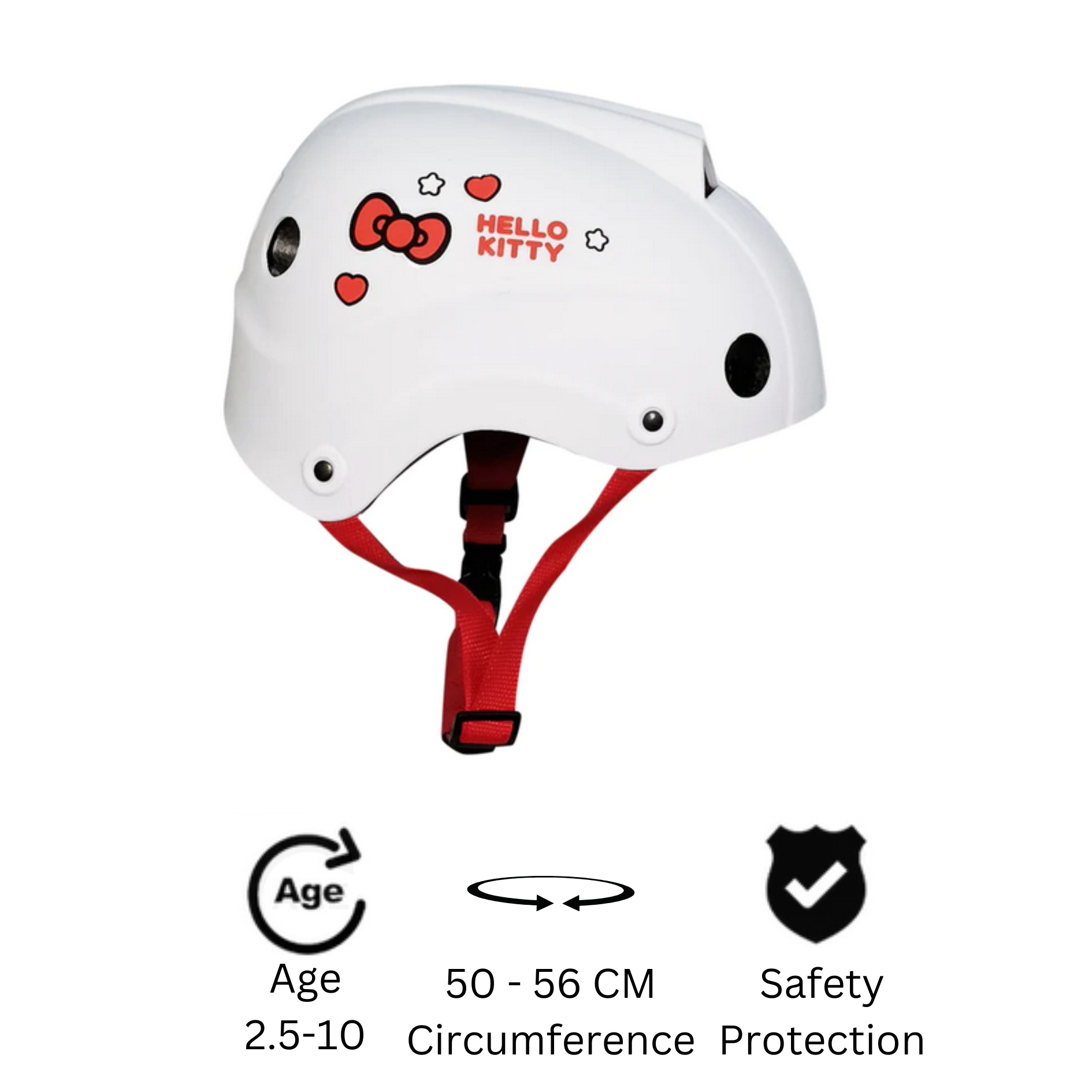 Chaser Sanrio Hello Kitty Pro Active Roller Skates Scooter Bike Helmet for Teens Adult (GX-K9L) in White