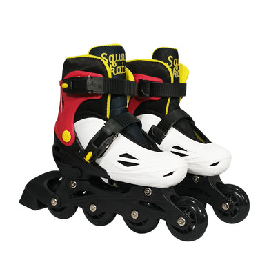Squad Skates Rave Adjustable Inline Skates for Kids (XS/EU27-EU30 to L/EU39-EU42) -Black/White/Red