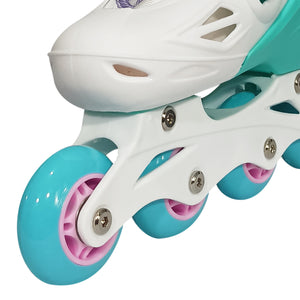 Squad Skates Rave Adjustable Inline Skates for Kids (XS/EU27-EU30 to L/EU39-EU42)-Green/Pink/White
