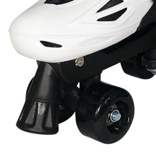 Load image into Gallery viewer, Squad Skates Rave Adjustable Quad Roller Skates for Kids (XS/EU27-EU30 to L/EU39-EU42)-Black/White/Blue
