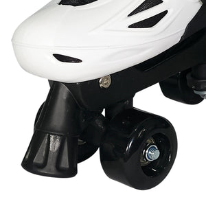 Squad Skates Rave Adjustable Quad Roller Skates for Kids (XS/EU27-EU30 to L/EU39-EU42)-Black/White/Blue