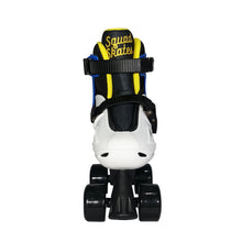 Load image into Gallery viewer, Squad Skates Rave Adjustable Quad Roller Skates for Kids (XS/EU27-EU30 to L/EU39-EU42)-Black/White/Blue