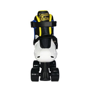 Squad Skates Rave Adjustable Quad Roller Skates for Kids (XS/EU27-EU30 to L/EU39-EU42)-Black/White/Blue