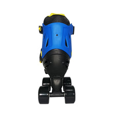 Load image into Gallery viewer, Squad Skates Rave Adjustable Quad Roller Skates for Kids (XS/EU27-EU30 to L/EU39-EU42)-Black/White/Blue