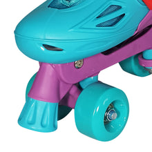 Load image into Gallery viewer, Squad Skates Rave Adjustable Quad Roller Skates for Kids (XS/EU27-EU30 to L/EU39-EU42)-Green/Purple/Pink
