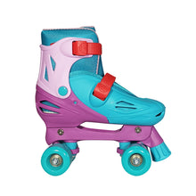 Load image into Gallery viewer, Squad Skates Rave Adjustable Quad Roller Skates for Kids (XS/EU27-EU30 to L/EU39-EU42)-Green/Purple/Pink