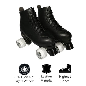 Squad Skates Mellow Roller Skates for Teens Adult with LED Wheels (F-675) EU35/US5 to EU41/US9.5 -Black