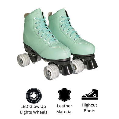 Squad Skates Mellow Roller Skates for Teens Adult with LED Wheels (F-675) EU35/US5 to EU41/US9.5 -Mint
