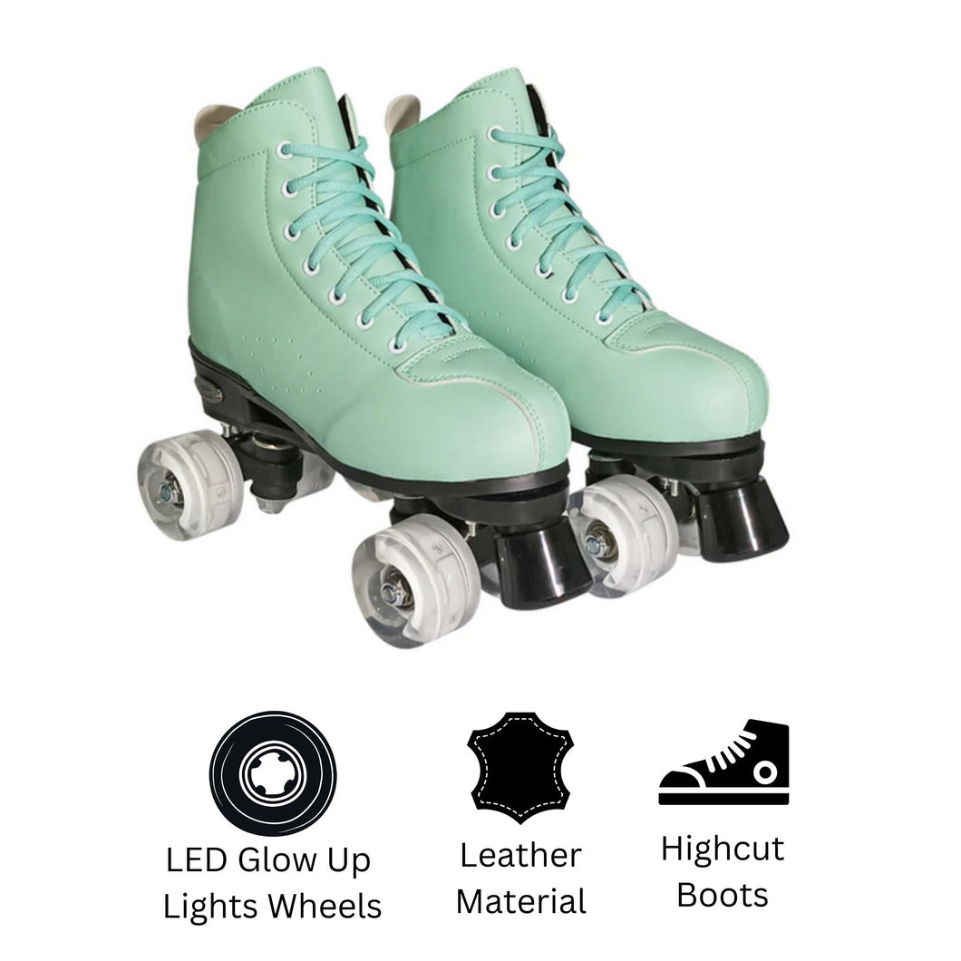 Squad Skates Mellow Roller Skates for Teens Adult with LED Wheels (F-675) EU35/US5 to EU41/US9.5 -Mint