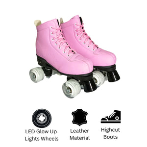 Squad Skates Mellow Roller Skates for Teens Adult with LED Wheels (F-675) EU35/US5 to EU41/US9.5 -Pink