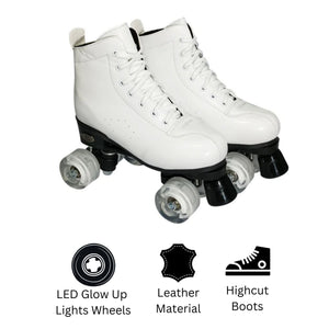 Squad Skates Mellow Roller Skates for Teens Adult with LED Wheels (F-675) EU35/US5 to EU41/US9.5 -White