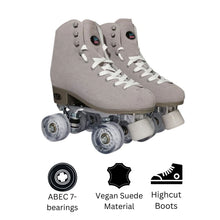 Load image into Gallery viewer, Squad Skates Vibe Suede Roller Skates 4 Wheels EU35.5/US6 to EU44/US12 in Silver Clear