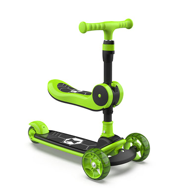 RoyalBaby 2 in 1 Scooter for Toddler 3 Wheels w/ Seat Kids Scooter X-Series (089)-Black/Green