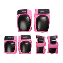 Load image into Gallery viewer, Chaser 6 pcs. Knee Elbow Wrist Pads Sports Protective Gear Set for Skating Skateboarding Cycling Kick Scooter (E028) Small to Large -Pink