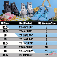 Load image into Gallery viewer, Squad Skates Vibe Suede Roller Skates 4 Wheels EU35.5/US6 to EU44/US12 in Silver Clear