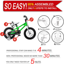 Load image into Gallery viewer, RoyalBaby Kids Bike 12&quot; Green for 2-5 Years Old BMX Freestyle
