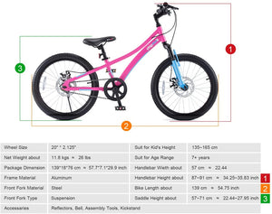 RoyalBaby Chipmunk Explorer Alloy Hydraulic 20" Kids Bike  (CM20-3)-Pink