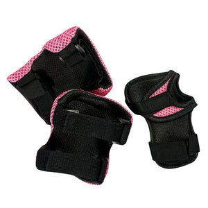 Chaser Kids Protector Set Arm Knee Wrist Protector Set for Scooter Bike -Black/Pink