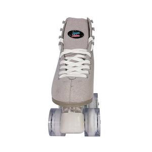Squad Skates Vibe Suede Roller Skates 4 Wheels EU35.5/US6 to EU44/US12 in Silver Clear