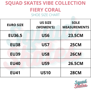 Squad Skates Vibe Roller Skates (BL-02) EU36.5/US6 to EU41/US10-Fiery Coral
