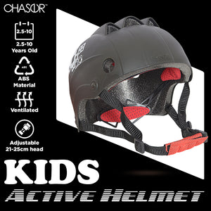 Chaser Kids Active Skate Scooter Bike Helmet-Black