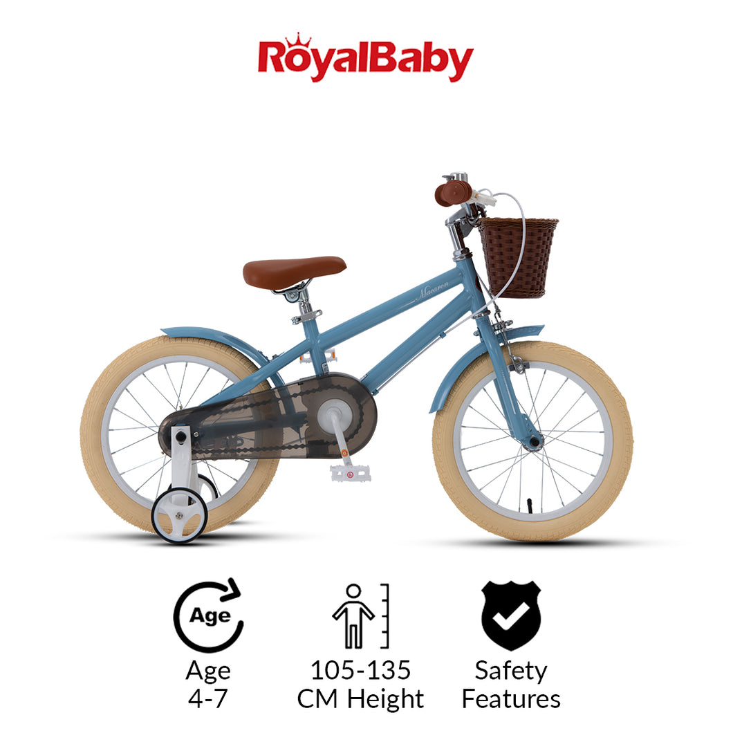 RoyalBaby Macaron Kids Vintage Bike 16'' for 4-7 Years Old(16B-6.3)- Light Blue