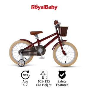 RoyalBaby Macaron  Kids Vintage Bike 16'' for 4-7 Years Old(16B-6.3) -Maroon