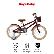 Load image into Gallery viewer, RoyalBaby Macaron Kids Vintage Bike 18&#39;&#39; for 6-9 Years Old(18B-6.3) -Maroon