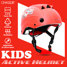 Load image into Gallery viewer, Chaser Kids Active Skate Scooter Bike Helmet-Red